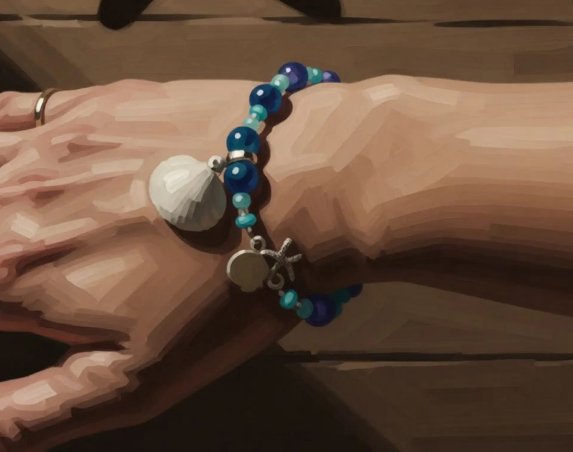 Dessin bracelet Bracelet esprit mer et coquillage