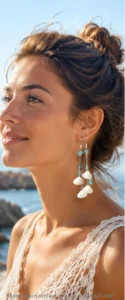 Boucles d’oreilles Cascade Marine en coquillage