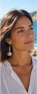 boucles d'oreilles artisanales en coquillage et perles naturelles, inspiré de l’océan et du style bohème. Création faite main idéale pour apporter une touche marine et naturelle.