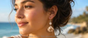 Boucles d’oreilles coquillage blanc et perle d’eau douce nacrée