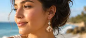 boucles d'oreilles artisanales en coquillage et perles d'eau douce, inspiré de l’océan et du style bohème. Création faite main idéale pour apporter une touche marine et naturelle.