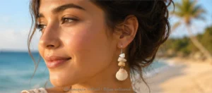 Boucles d’oreilles coquillage et pierres blanches