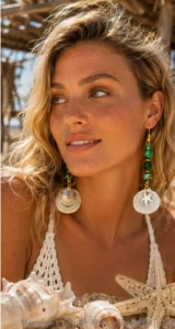 Boucles d’oreilles coquillage recto-verso avec étoile de mer