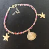 Bracelet de cheville bohème perles rose