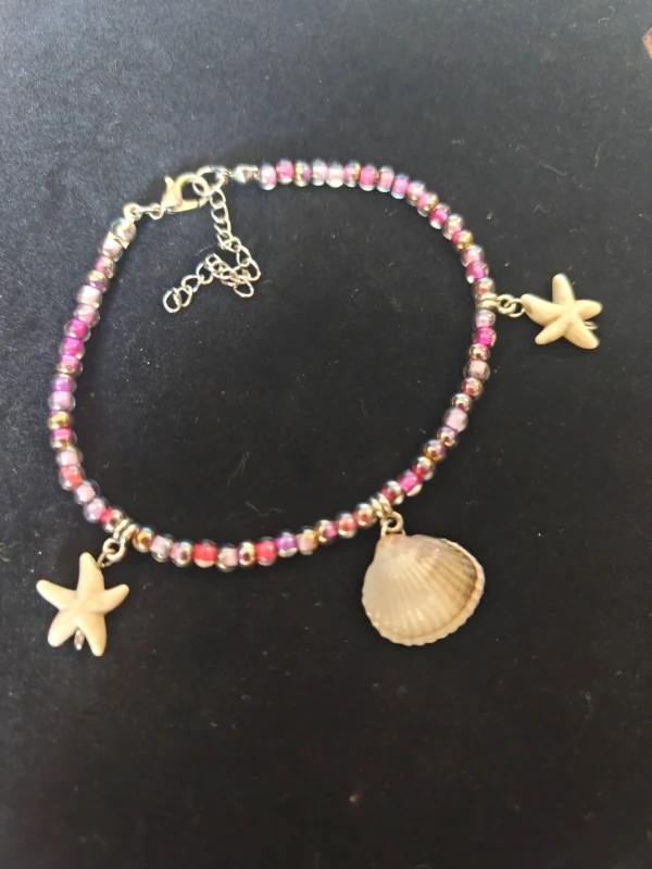 Bracelet de cheville bohème perles rose