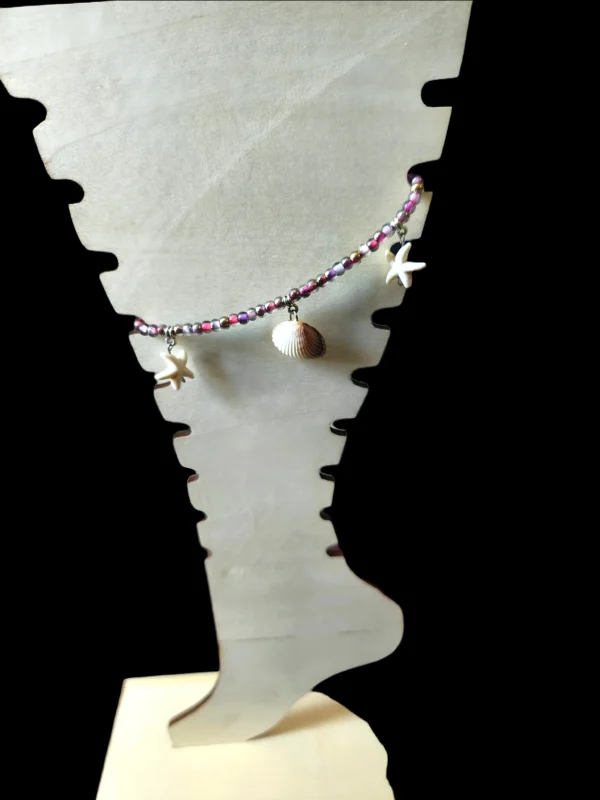 Bracelet de cheville bohème perles rose