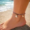 Bracelet de cheville bohème perles rose