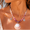 collier quartz lavande porté Collier quartz lavande et étoile de mer