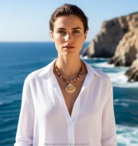 Collier Bucarde Orange avec pierres naturelles